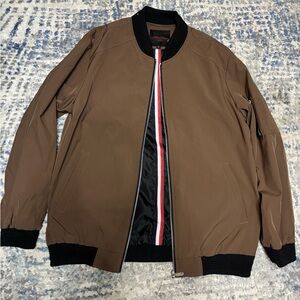 Classic Brown Bomber Jacket with Black Trim
